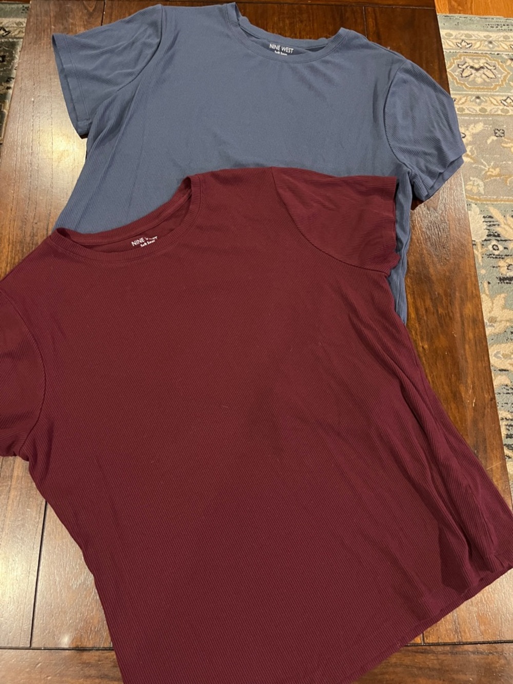 Nine West Short-Sleeve Tee Pair - Burgundy & Slate Blue